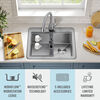 25” Workstation Kitchen Sink Drop-In Top Mount Stainless Steel Single Bowl with WorkFlow™ Ledge and Accessories